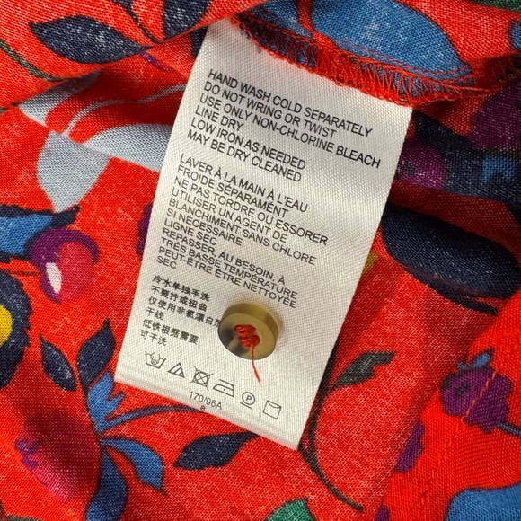 Anthropologie Maeve Button Up Blithe Blouse Fruit Lemons Red Top Size 8 - Picture 6 of 10